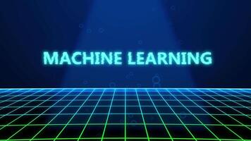 máquina Aprendendo holográfico título com digital fundo video
