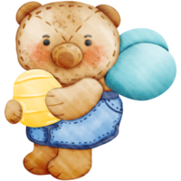 teddy bear toy. Watercolor honey bee illustration png