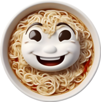 Ramen noodles with a cute face. AI-generated. png