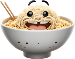 Ramen spaghetti med en söt ansikte. ai-genererad. png