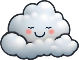 A fluffy cloud shaped like a smiling face. AI-generated. png