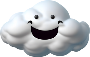 A fluffy cloud shaped like a smiling face. AI-generated. png