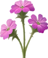 a cute colorful long-stem Desert Sand Verbena flower icon. AI-Generated. png