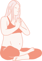 grossesse yoga main dessiné, prénatal yoga plat art png