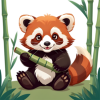 A playful red panda cub with a mischievous grin. AI-Generated. png