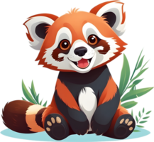 uma brincalhão vermelho panda filhote com uma pernicioso sorriso. gerado por ai. png