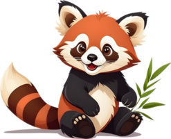 ein spielerisch rot Panda Jungtier mit ein boshaft Grinsen. KI-generiert. png