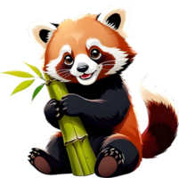 uma brincalhão vermelho panda filhote com uma pernicioso sorriso. gerado por ai. png