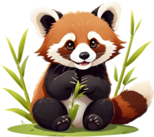 A playful red panda cub with a mischievous grin. AI-Generated. png