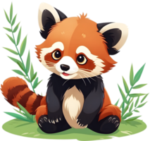 A playful red panda cub with a mischievous grin. AI-Generated. png