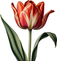 Vibrant flowers are rendered in the style of a vintage botanical illustration. AI-Generated. png