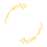 goud ronde kader met hand- getrokken bladeren en bloem decoratie png
