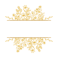 rustiek spleet bloemen kader met hand- getrokken bloemen en bladeren png