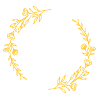 Gold runden Rahmen mit Hand gezeichnet Blätter und Blume Dekoration png