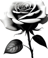 Black and white rose in full bloom. AI-Generated. png