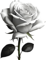 Black and white rose in full bloom. AI-Generated. png