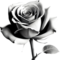 Black and white rose in full bloom. AI-Generated. png