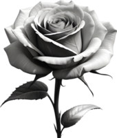 Black and white rose in full bloom. AI-Generated. png