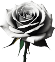 Black and white rose in full bloom. AI-Generated. png