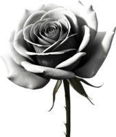 Black and white rose in full bloom. AI-Generated. png