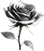 Black and white rose in full bloom. AI-Generated. png