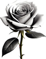 Black and white rose in full bloom. AI-Generated. png