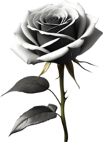 Black and white rose in full bloom. AI-Generated. png