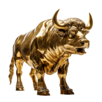 Golden Buffalo statuette. , transparent background png
