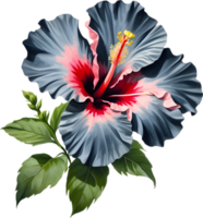 colorida sumi-e hibisco flor dentro cheio florescer. gerado por ai. png