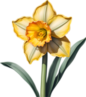 Vibrant flowers are rendered in the style of a vintage botanical illustration. AI-Generated. png