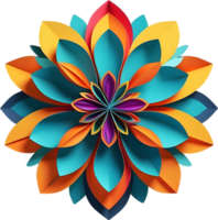 Geometric bloom. A vibrant flower constructed from overlapping geometric shapes. AI-Generated. png