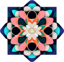 Geometric bloom. A vibrant flower constructed from overlapping geometric shapes. AI-Generated. png