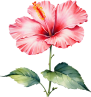 Colorful Sumi-e hibiscus flower in full bloom. AI-Generated. png