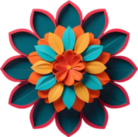 Geometric bloom. A vibrant flower constructed from overlapping geometric shapes. AI-Generated. png