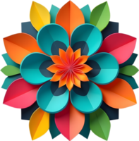 geométrico floración. un vibrante flor construido desde superposición geométrico formas ai-generado. png