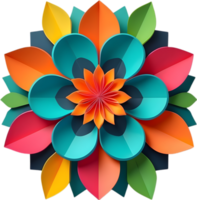 Geometric bloom. A vibrant flower constructed from overlapping geometric shapes. AI-Generated. png