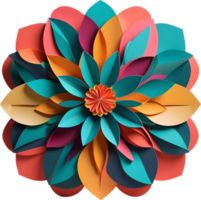 Geometric bloom. A vibrant flower constructed from overlapping geometric shapes. AI-Generated. png