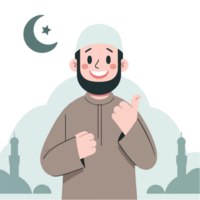 character cartoon muslim on transparent background png