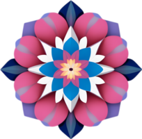 Geometric bloom. A vibrant flower constructed from overlapping geometric shapes. AI-Generated. png