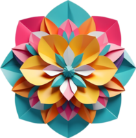 Geometric bloom. A vibrant flower constructed from overlapping geometric shapes. AI-Generated. png