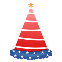 Illustration Party Hat with Flag of the United States of America. Accessory for American Holidays. png