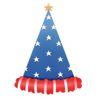 Illustration Party Hat with Flag of the United States of America. Accessory for American Holidays. png
