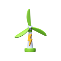 Green energy concept. Environmentally friendly and renewable energy. 3d wind generator icon png