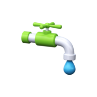 3d water faucet with a drop of water. Save Water png