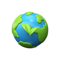 3d aarde met een blad. wereld ecologie, globaal bescherming van natuur en milieu png