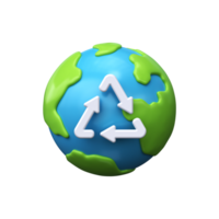 3d icon of world garbage recycling. Conscious consumption and environmental protection png