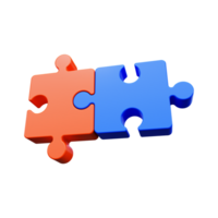 Two parts of a 3D puzzle. Teamwork concept png