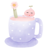 kopp av mjölk med en blomma png