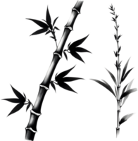 A black Sumi-e bamboo stalk. AI-Generated. png