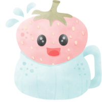 Strawberry with cup of milk png